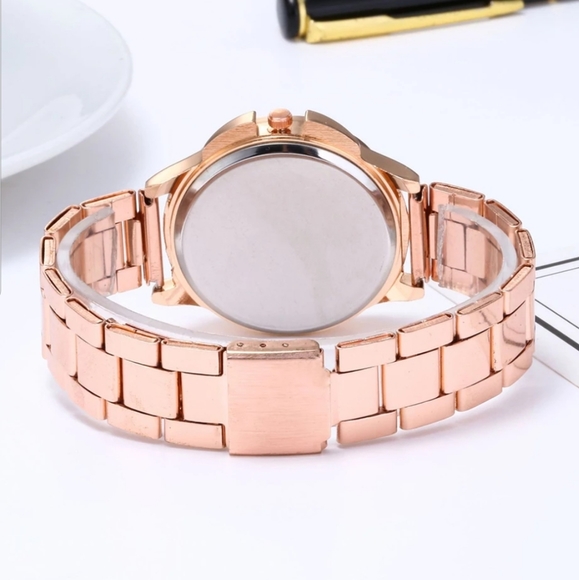 Rose Gold Color Stainless Steel Watch Rhinestones - Picture 4 of 8